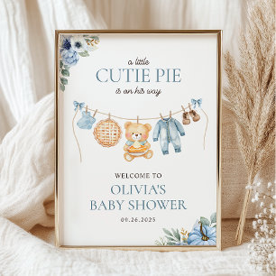 Affiche Bienvenue Cutie Pie Bleu Fall Boy Baby Shower