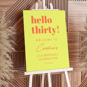 Affiche Bienvenue d'anniversaire en typographie gras chart
