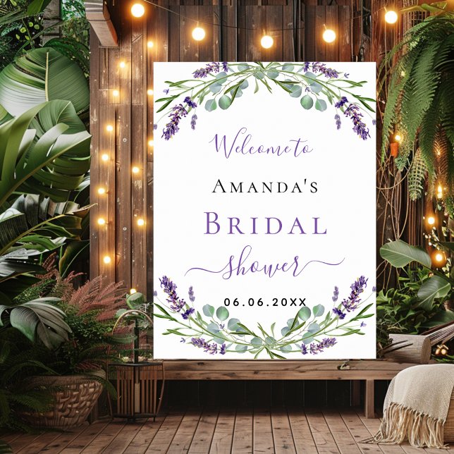 Affiche Bienvenue dans la douche de mariée lavande eucalyp (Créateur téléchargé)