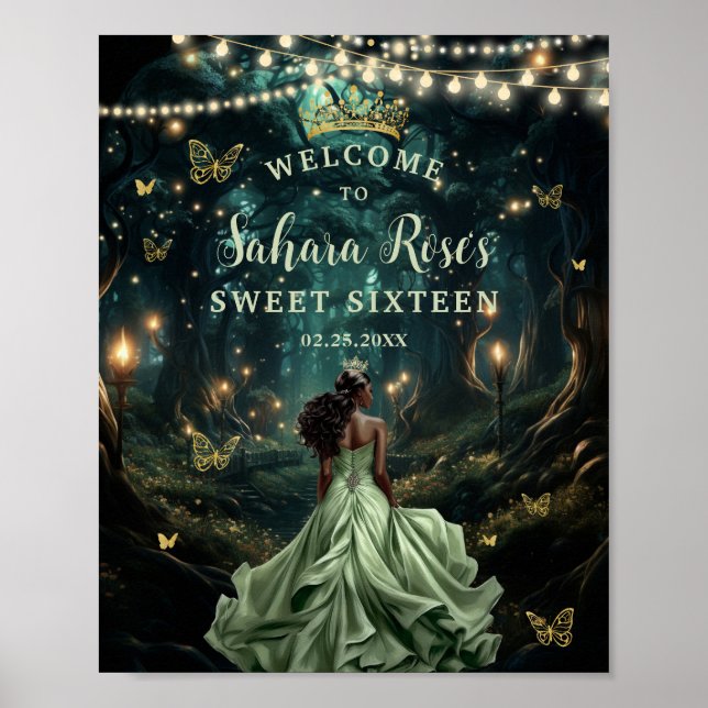 Affiche Bienvenue dans la Forêt Enchantée Vert Sauge pour  (Devant)