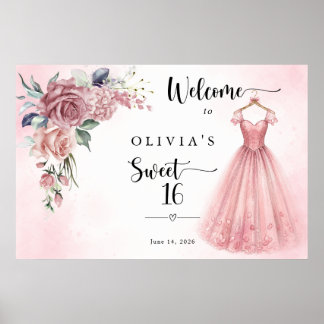 Affiche Bienvenue dans la Robe Fleurie Rose Poudré pour Sw