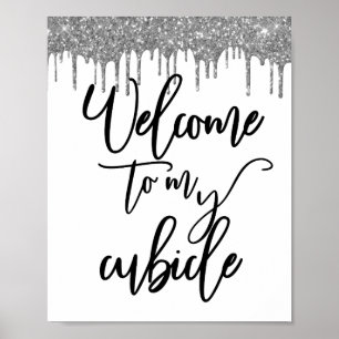 Affiche Bienvenue dans mon bureau de bureau à panneaux à b