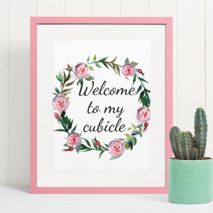 Affiche Bienvenue dans mon bureau de bureau à panneaux à b