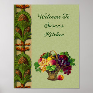 Affiche Bienvenue Dans Mon Panier De Fruits De Cuisine Per