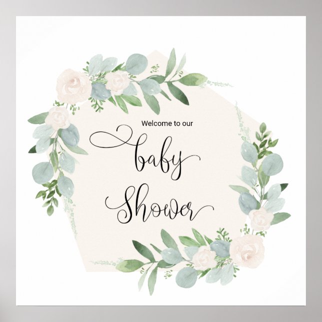 Affiche Bienvenue dans notre Baby shower - signe féminin (Devant)