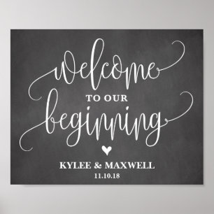 Affiche Bienvenue dans notre premier panneau de Mariage mo