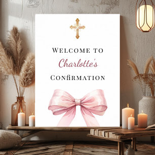 Affiche Bienvenue de confirmation avec un nœud rose