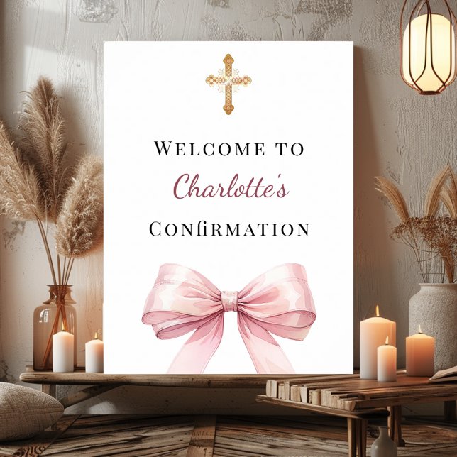 Affiche Bienvenue de confirmation avec un nœud rose (Créateur téléchargé)