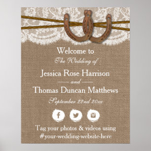 Affiche Bienvenue de la collection Rustic Horseshoe Mariag