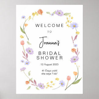 Affiche Bienvenue de la Fête des mariées Fleur sauvage Sca