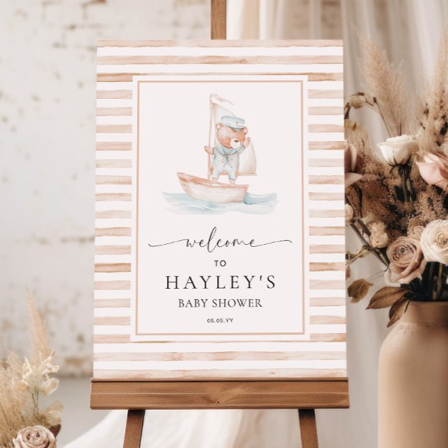 Affiche Bienvenue de l'ours de mer Tan Stripe (Créateur téléchargé)