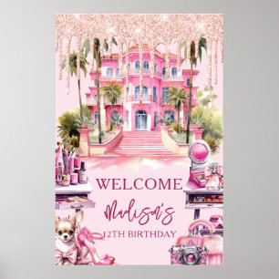 Affiche Bienvenue de maquillage de glam pour fille anniver