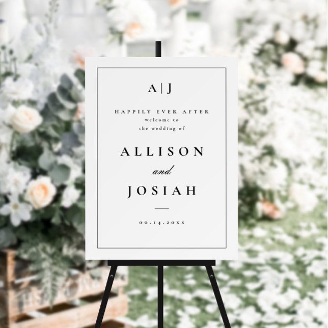 Affiche Bienvenue de mariage classique en noir et blanc (Créateur téléchargé)