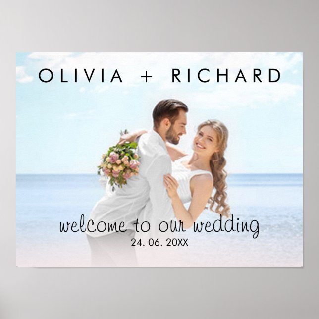Affiche Bienvenue de mariage de photo personnalisée chic m (Devant)