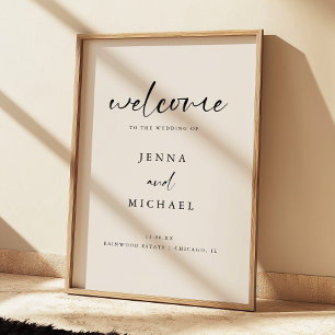 Affiche Bienvenue de mariage de style moderne clair beige