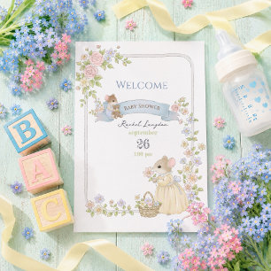 Affiche Bienvenue des souris à la baby shower fantaisiste