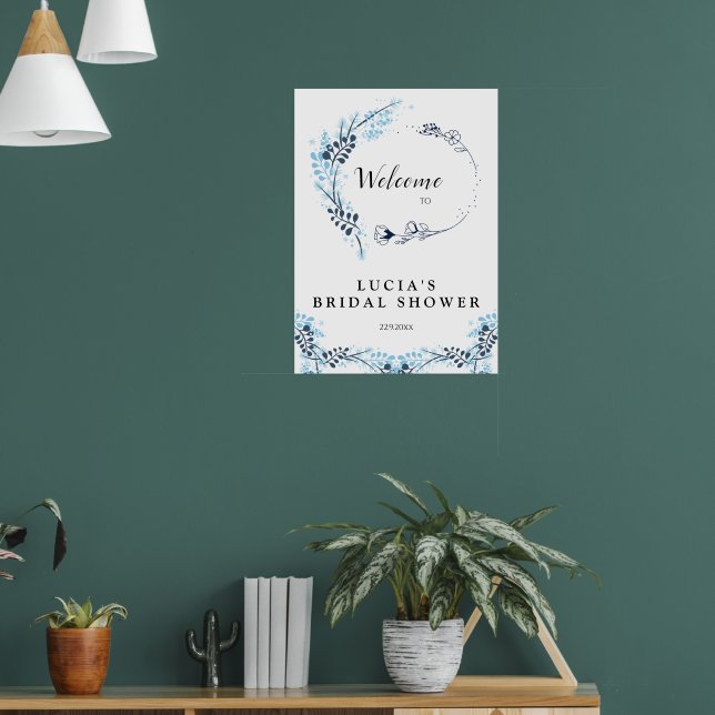 Affiche Bienvenue élégante à la douche de mariage florale  (Salon 1)