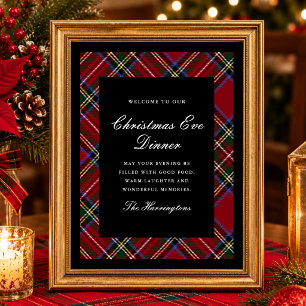Affiche Bienvenue élégante de vacances à tartan rouge 