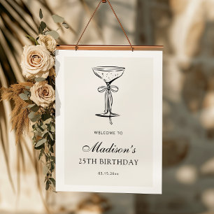 Affiche Bienvenue élégante pour un anniversaire au champag