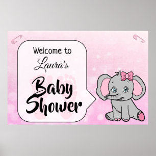 Affiche Bienvenue Elephant Thème Baby shower bannière