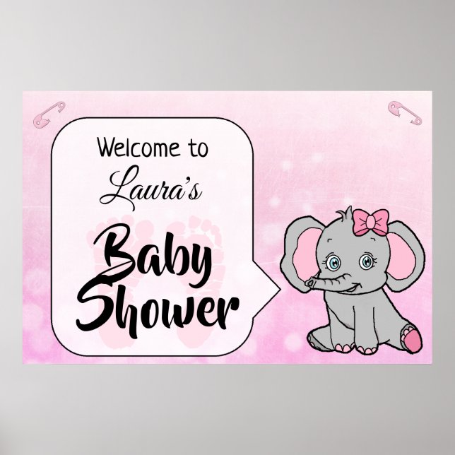Affiche Bienvenue Elephant Thème Baby shower bannière (Devant)
