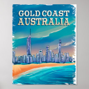 Affiche Bienvenue été - Beach Outouses - Gold coast Austra