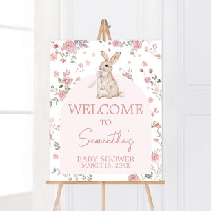 Affiche Bienvenue Fille Un Baby shower De Lapin