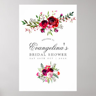 Affiche Bienvenue Florale Aquarelle pour une Douche de Mar