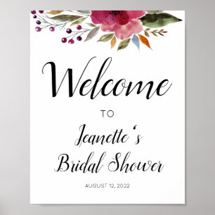 Affiche Bienvenue Florale en Bourgogne à la Fête de Mariée