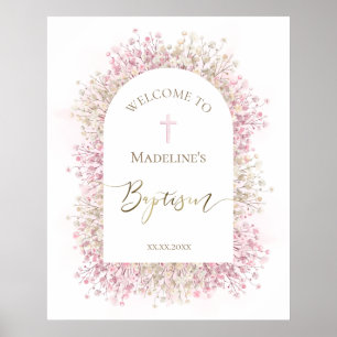 Affiche Bienvenue florale pour baptême