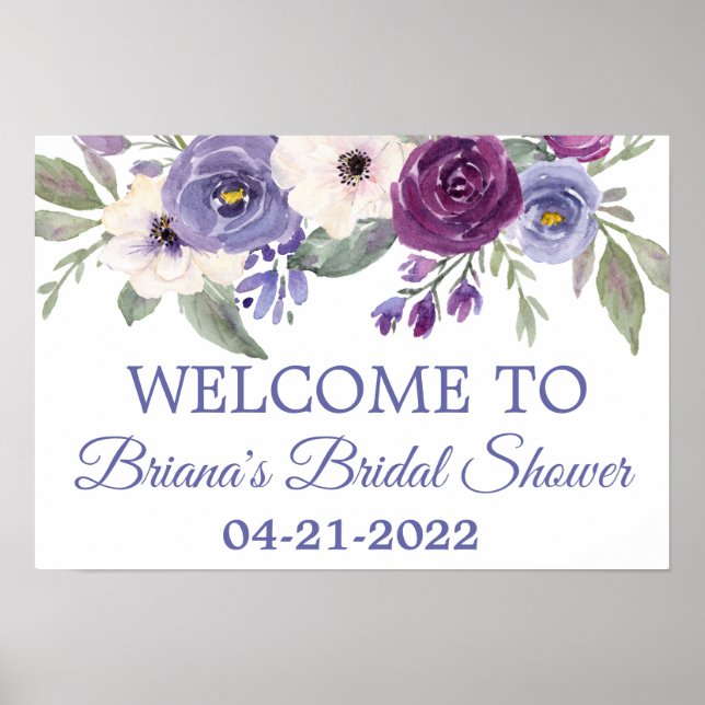 Affiche Bienvenue florale pour une fête prénuptiale avec u (Devant)