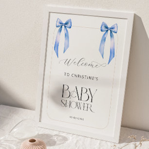 Affiche Bienvenue Garçon Arc Bleu Jumeaux Baby Shower