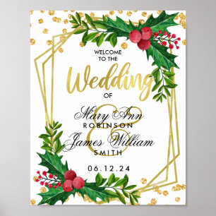 Affiche Bienvenue Gold White Holiday Mariage Holly
