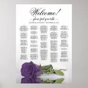 Affiche Bienvenue ! Graphique alphabétique Rose d'Améthyst
