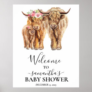 Affiche Bienvenue Highland Cow Couples Baby shower