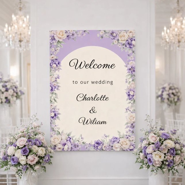 Affiche Bienvenue lavande champagne crème de mariage (Créateur téléchargé)