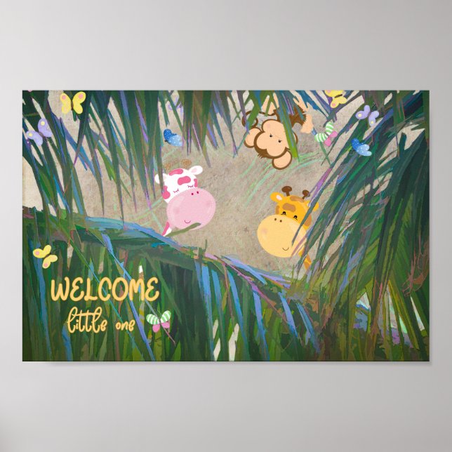 Affiche Bienvenue Little One Jungle Thème Nursery Art (Devant)