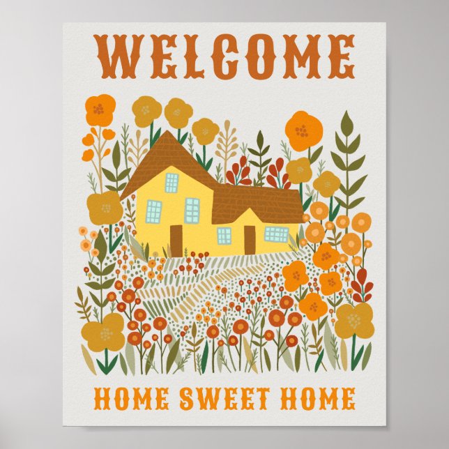 AFFICHE BIENVENUE MAISON DOUCE MAISON FLEURS FLEUVES PERSO (Devant)