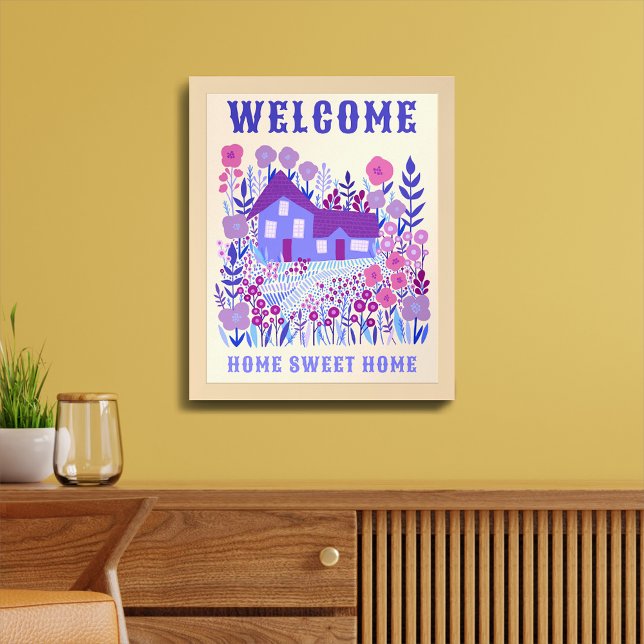 AFFICHE BIENVENUE MAISON DOUCE MAISON FLEURS FLEUVES PERSO (WELCOME HOME SWEET HOME Farmhouse Flowers CUSTOM Poster
)