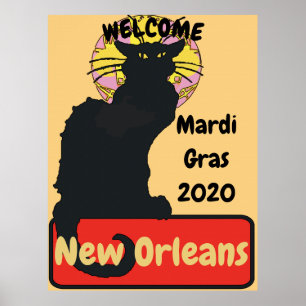 Affiche Bienvenue, Mardi Gras, Nouvelle-Orléans, Conversat