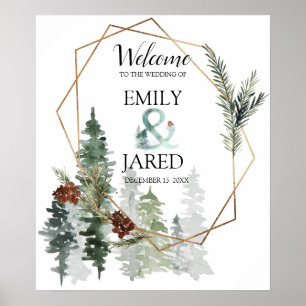 Affiche Bienvenue Mariage de forêt de Noël