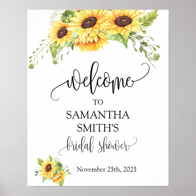Affiche Bienvenue mariage de mariage tournesol floral (Devant)