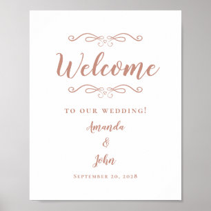 Affiche Bienvenue Mariage Élégant Chic Calligraphie Rose D