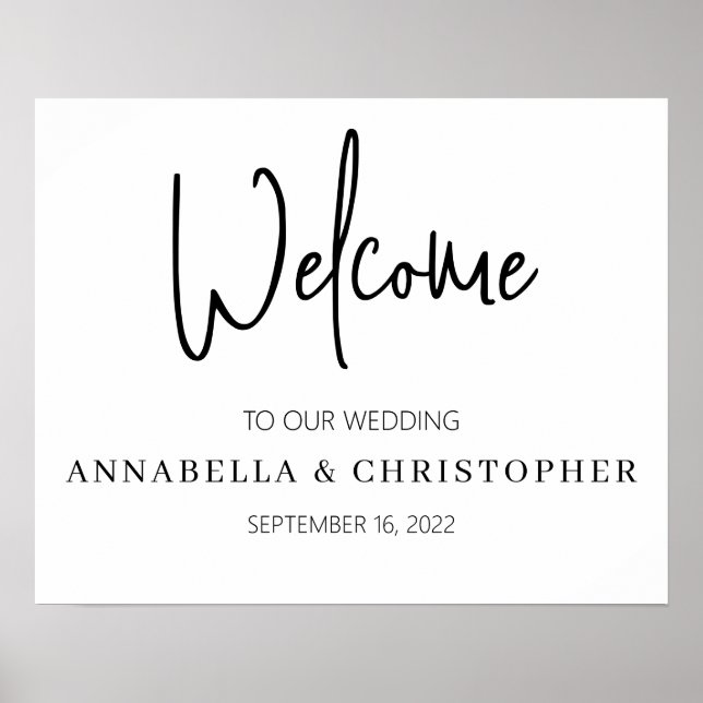 Affiche Bienvenue mariage élégant simple minimaliste (Devant)