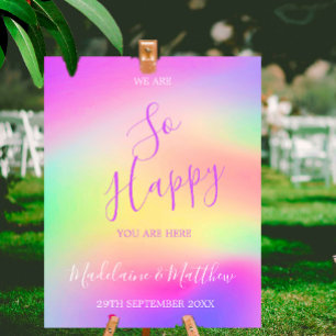 Affiche Bienvenue Mariage multicolore chic