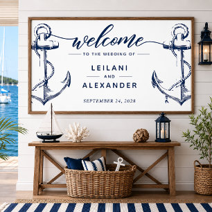 Affiche Bienvenue Mariage Naudtique Ancre Blanc