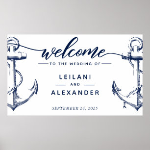 Affiche Bienvenue Mariage Naudtique Ancre Blanc
