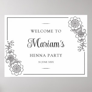 Affiche Bienvenue moderne florale au henné Mendhi