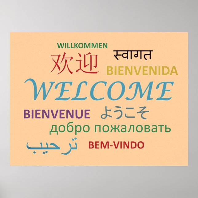 Affiche Bienvenue multilingue coloré (Devant)