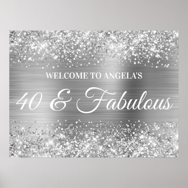 Affiche Bienvenue Paillettes et Feuille d'Argent 40 & Fabu (Devant)